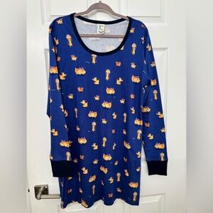 Munki Munki Women’s Sleepshirt Blue with Orange Dogs 2X